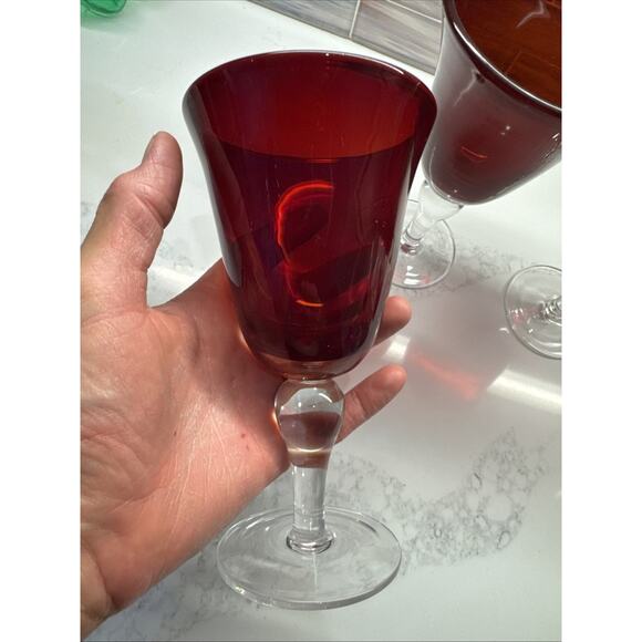 Red Casual Setting Water Glasses Durand Ruby Red Glassware 3 - Picture 11 of 14
